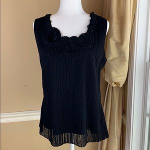 Jennie & Marlis Black Knit Embellished Shell